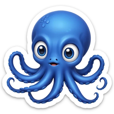cute blue octopus, simple and expressive sticker