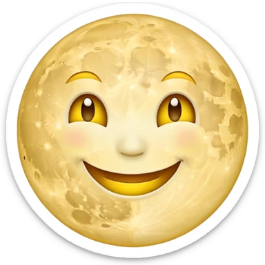 A full moon with a happy smiling face sticker