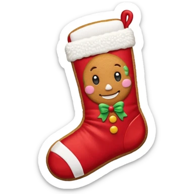gingerbread cookie in red chrismast sock shape sticker