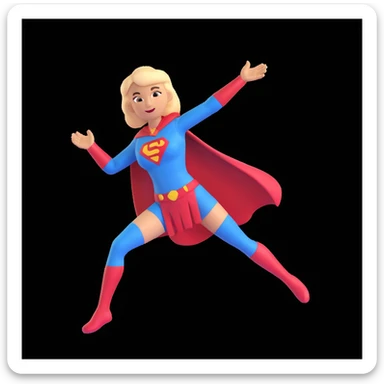 a mom in a superhero pose, mid-throw with a slipper, emoji style sticker