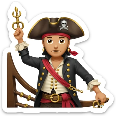 create an emoji of pirate capitan on the bow of the ship in epic posture sticker