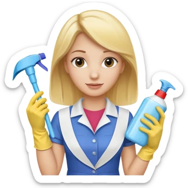 Uma mulher loura fazendo limpeza ou com produtos de limpeza sticker