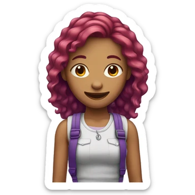 Girl with red/purple hair and braces sticker