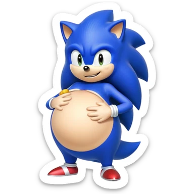 Sonic the hedgehog character with pregnant belly sticker