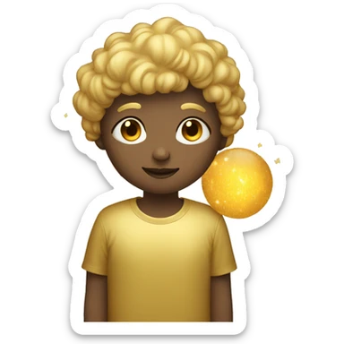 Person wearing t shirt filled with golden galaxies sticker