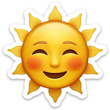 Cinematic Realistic Sunshine Emoji, Warm and golden, with soft rays of light streaming down from a bright, glowing sun. The golden hue bathes the world in warmth, uplifting the spirit and bringing a sense of joy and radiance. Soft glowing outline, capturing the essence of happiness, warmth, and light in a beautiful sunny day! sticker