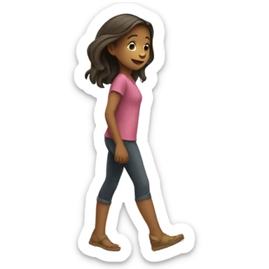 A girl leaving out of a door sticker