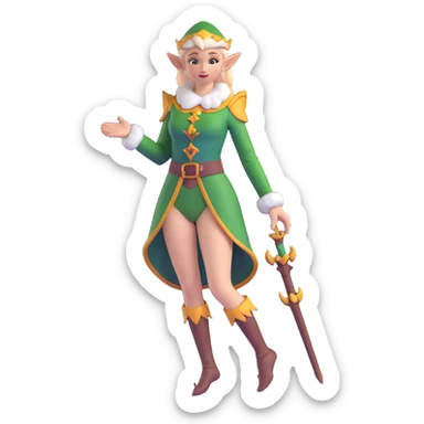 female elf portrait with body, elegant fantasy outfit sticker
