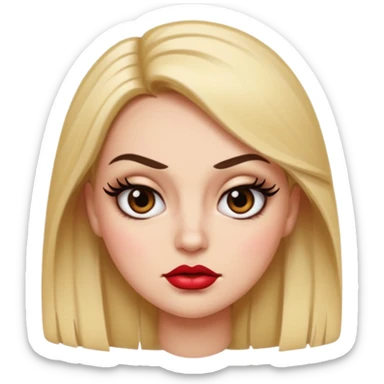 sassy mean girl emoji with long eyelashes, thick glossy lips, side-eye expression, dramatic makeup, smug attitude sticker