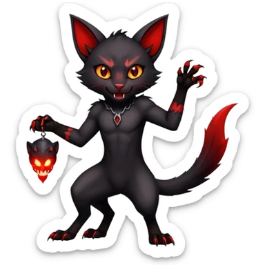 Dark Vampiric Black Lykoi-Caracal-Bat-Litten-Torracat-Noibat-Hybrid (Full body) sticker