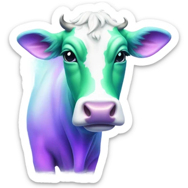 an aurora-colored milk cow sticker