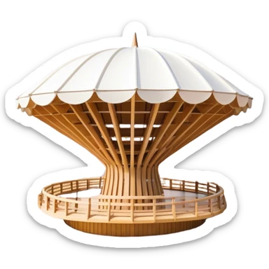 Cinematic Realistic Metropol Parasol Landmark Emoji, depicted with a modern wooden structure set against a vibrant cityscape rendered with detailed textures and dynamic, contemporary lighting. sticker