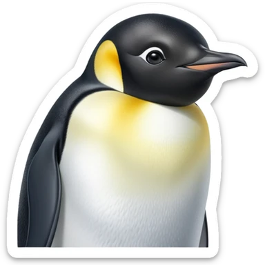 cinematic-adult-emperor-penguin-portrait-emoji,-head-tilted-playfully-and-inquisitively,-with-glossy,-pristine-plumage,-sparkling-eyes-filled-with-curiosity,-simplified-yet-irresistibly-adorable-features, black face sticker