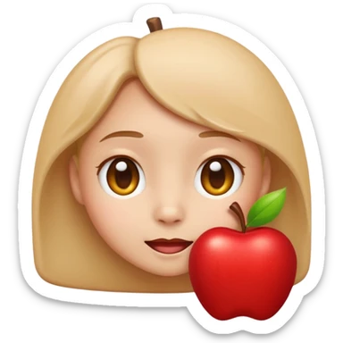 lububu shy expression, apple emoji style, simple bright, rounded, playful sticker