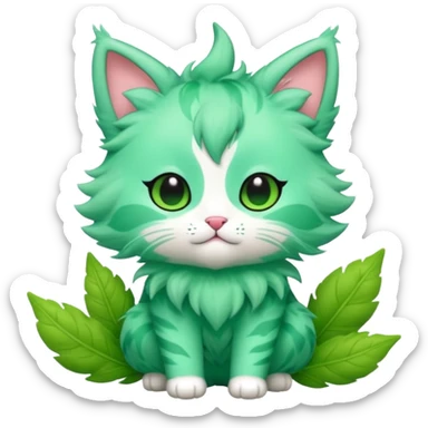 Toony Chibi Kawaii Minty Leaf Juicy Feline Fluffy Sprigatito-Fakémon-creature (full body) sticker