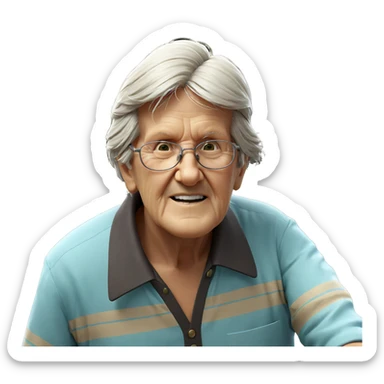 old man with glasses and flowers sticker