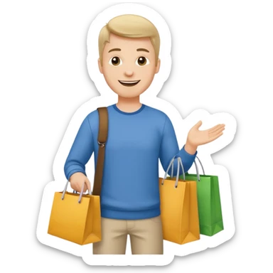 a white man with clothing shopping bag sticker