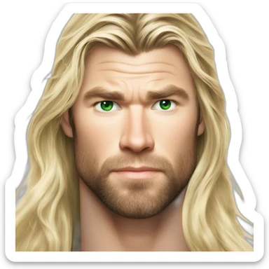 Chris hemsworth kiss blond woman with green eyes amd very very very long hair sticker