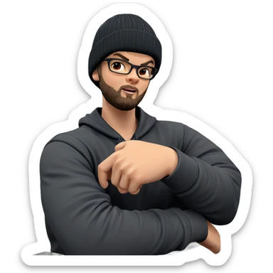 bearded boy in beanie indoors sticker