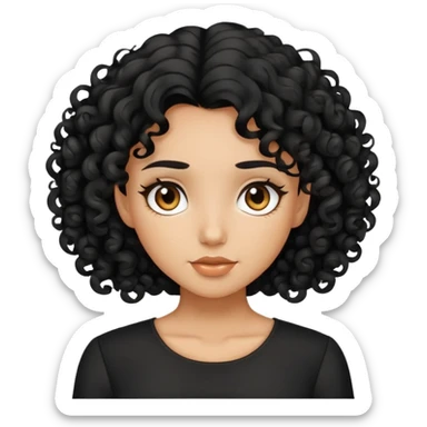 Una chica rizada pelo negro con blusa negra  sticker