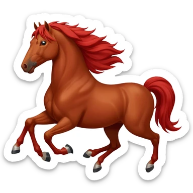 Liver red horse with a long flowing mane galloping sticker