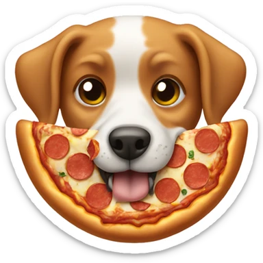 Dog eating a pizza  sticker
