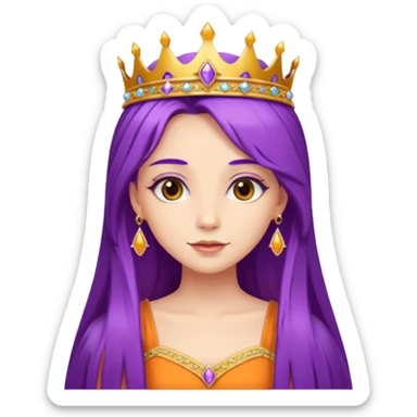 Princesses with long Purple Hair in Gown with gold Tiara, orange dress sticker
