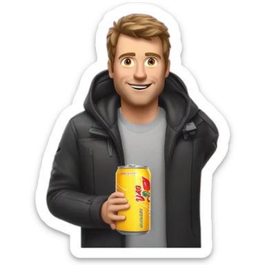 Kristof Kietzmann with energy drink sticker