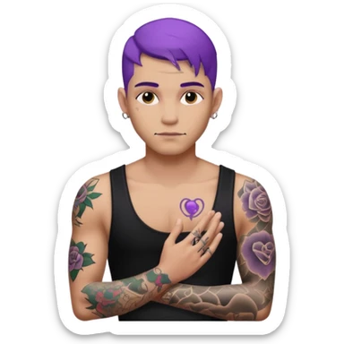 men with tatoos and hightlight that tatoos with purple hair and black dress sticker