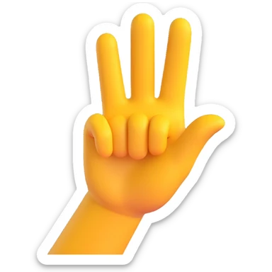hand gesture representing the 'DEAL' hand sign, fingers forming the letters D, E, A, L, 3D emoji style sticker