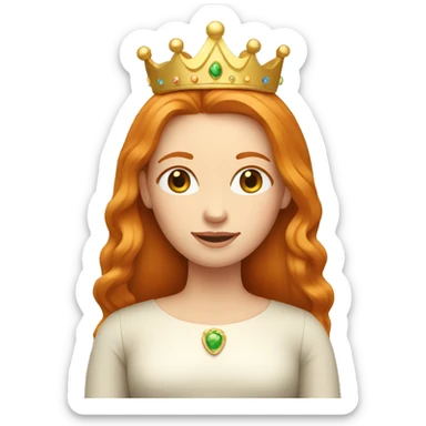 Ginger woman with a long straight hair and a crown sticker