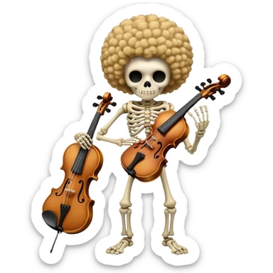 Brook skeleton musician with afro and violin, One Piece sticker