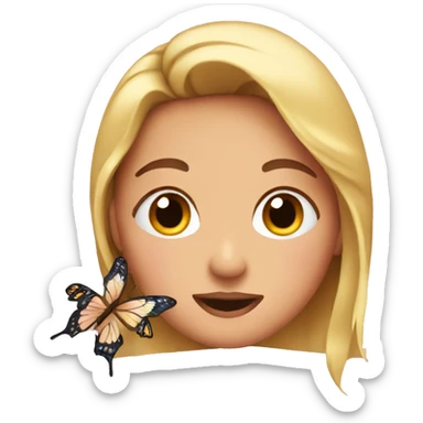 Blush face with butterflies  sticker