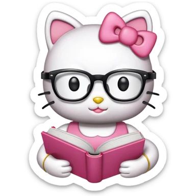 hello kitty with book and glasses, without backstage sticker