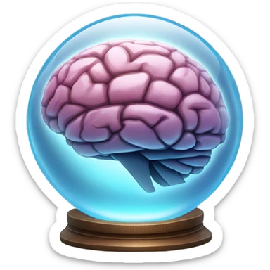 A glowing crystal ball with a brain inside it. sticker