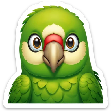 Green parrot face which doing a 'yes sir' gesture sticker
