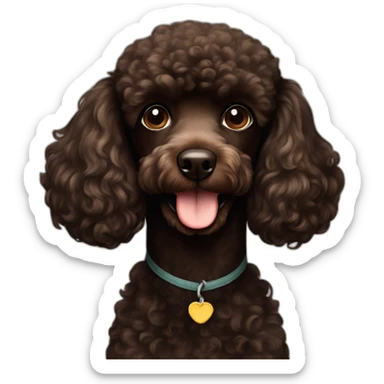 Brown poodle with black poodle sticker