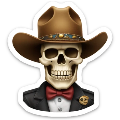 Skull in cowboy hat smoking cigar sticker