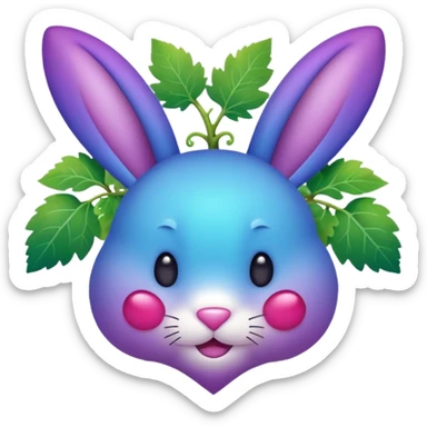 Fade from blue to purple heart emoji with bunny ears and vinegrape sticker