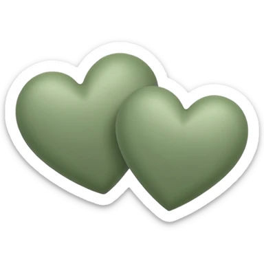 double sage green hearts one darker  sticker