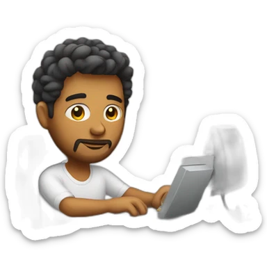 Male Graphic designer working on a computer  sticker