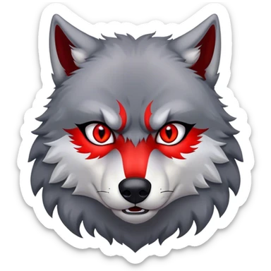 Evil Aggressive Grey Wolf with red eyes sticker