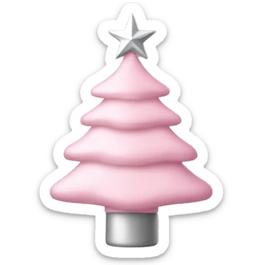Light Pink Christmas tree with a silver star on top sticker