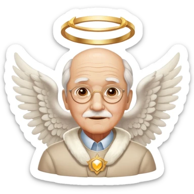 elderly grandfather with angel wings and halo sticker