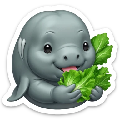 Manatee eating lettuce  sticker