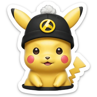 A Pikachu hat black sticker