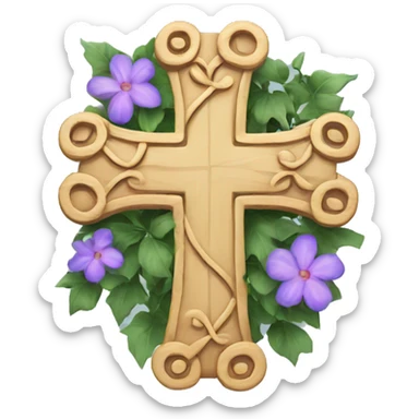 beautiful realistic cross with flowers and vines wrapped around it sticker