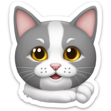 chat gris avec bouts des pattes blanches sticker