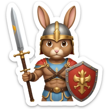 a rabbit Roman Gladiator, half upper body sticker