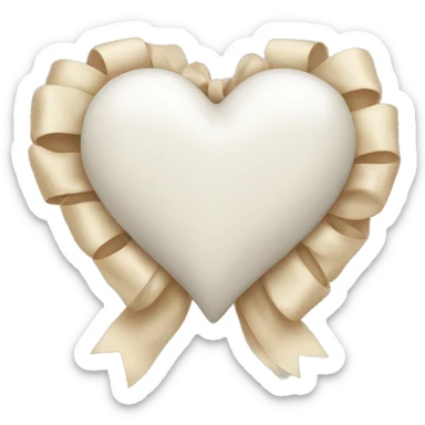 white heart with beige bow sticker
